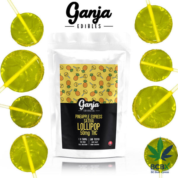 Ganja Edibles - Pineapple Express Sativa Lollipop - 50mg THC