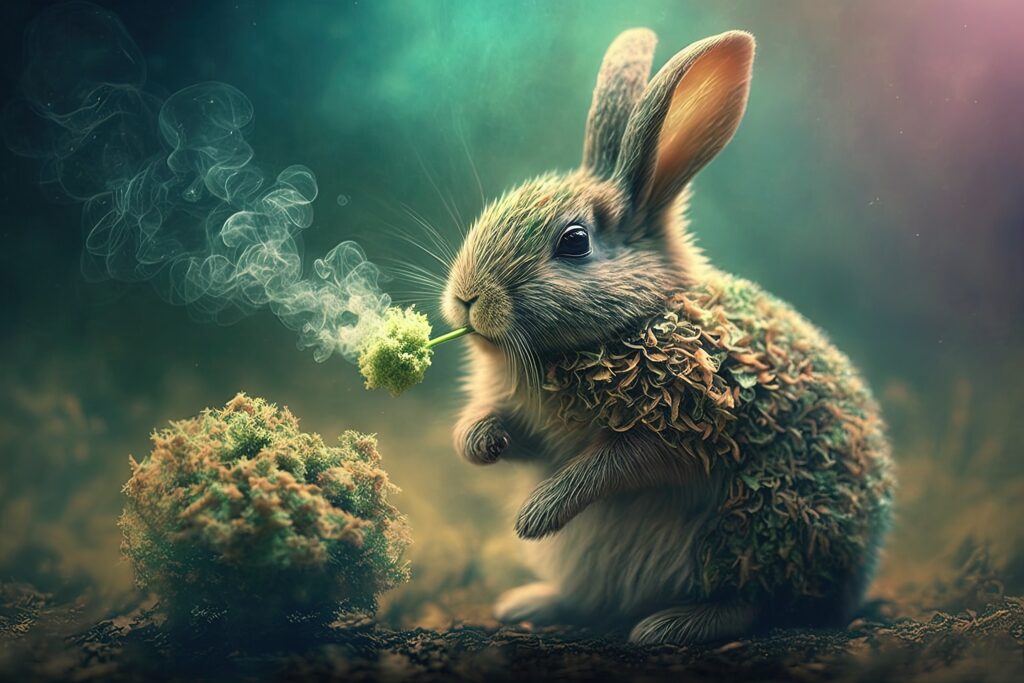 Rabbit hare Animal smoking ganja weed